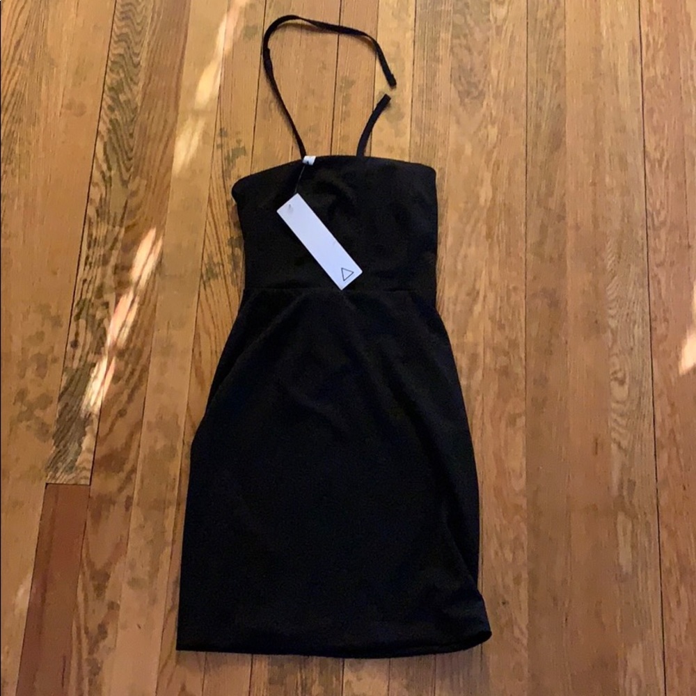 One shoulder side halter “little black dress”
